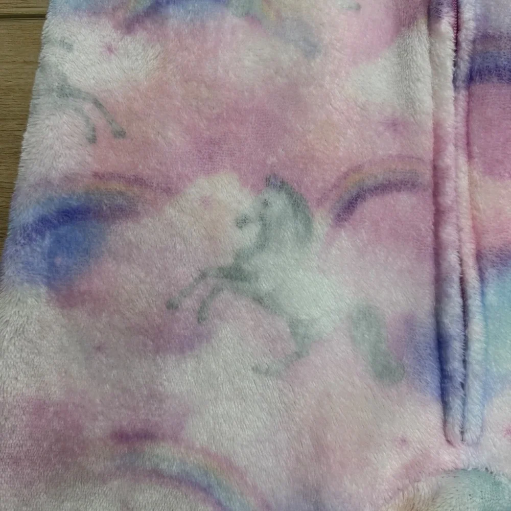 The Children's Place Kids Pink Unicorn Rainbow Plush Hooded Sleeper Size 4 XS/TP